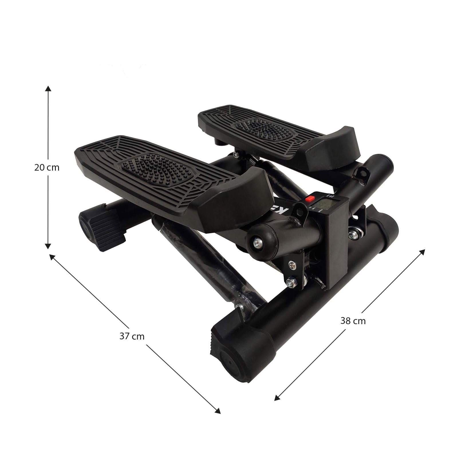 Keboo Mini Stepper Serie 500 con Pantalla LCD Multifunción 38x37x20 cm Fortalece Musculatura | Funciones: Tiempo, Pasos y Calorías | Sistema de Amortiguación