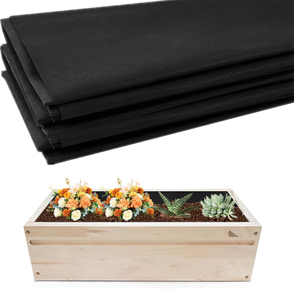 160cm x 290cm Fabric Liner for Large Veg Trough Outdoor Raised Bed Planter Liner, Non Woven Black Vegetable Trugs