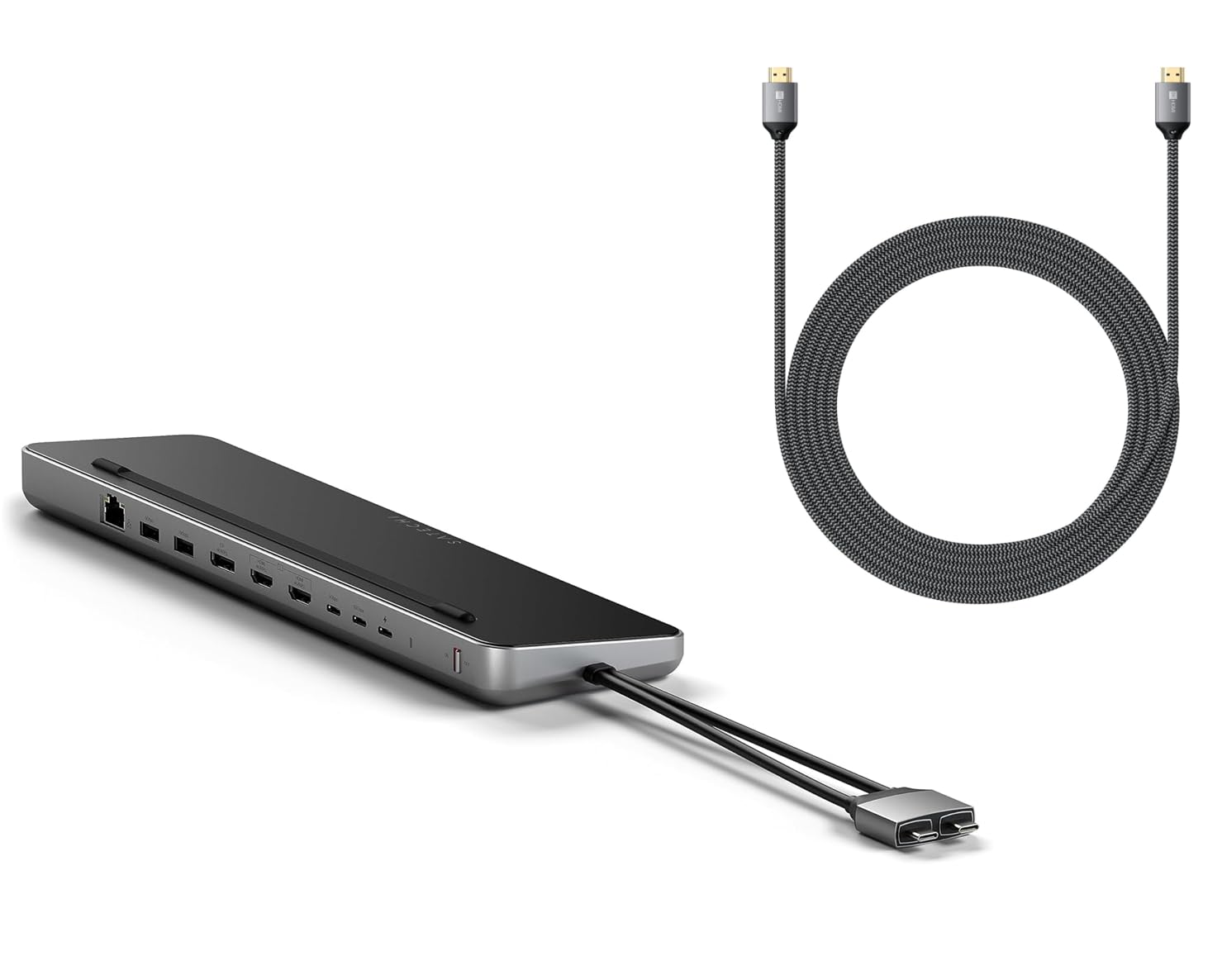 Satechi Dual USB C Dockingstation und 8K HDMI Kabel Bundle
