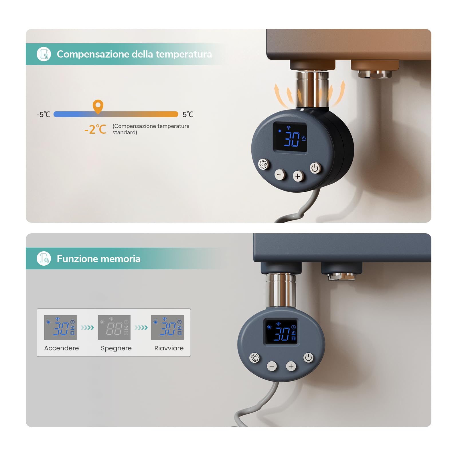 EMKE Scaldasalviette elettrico con elemento riscaldante wifi termostatato,762x500mm 400W，Pannello asciugamano elettrico con asta di riscaldamento con timer, Antracite