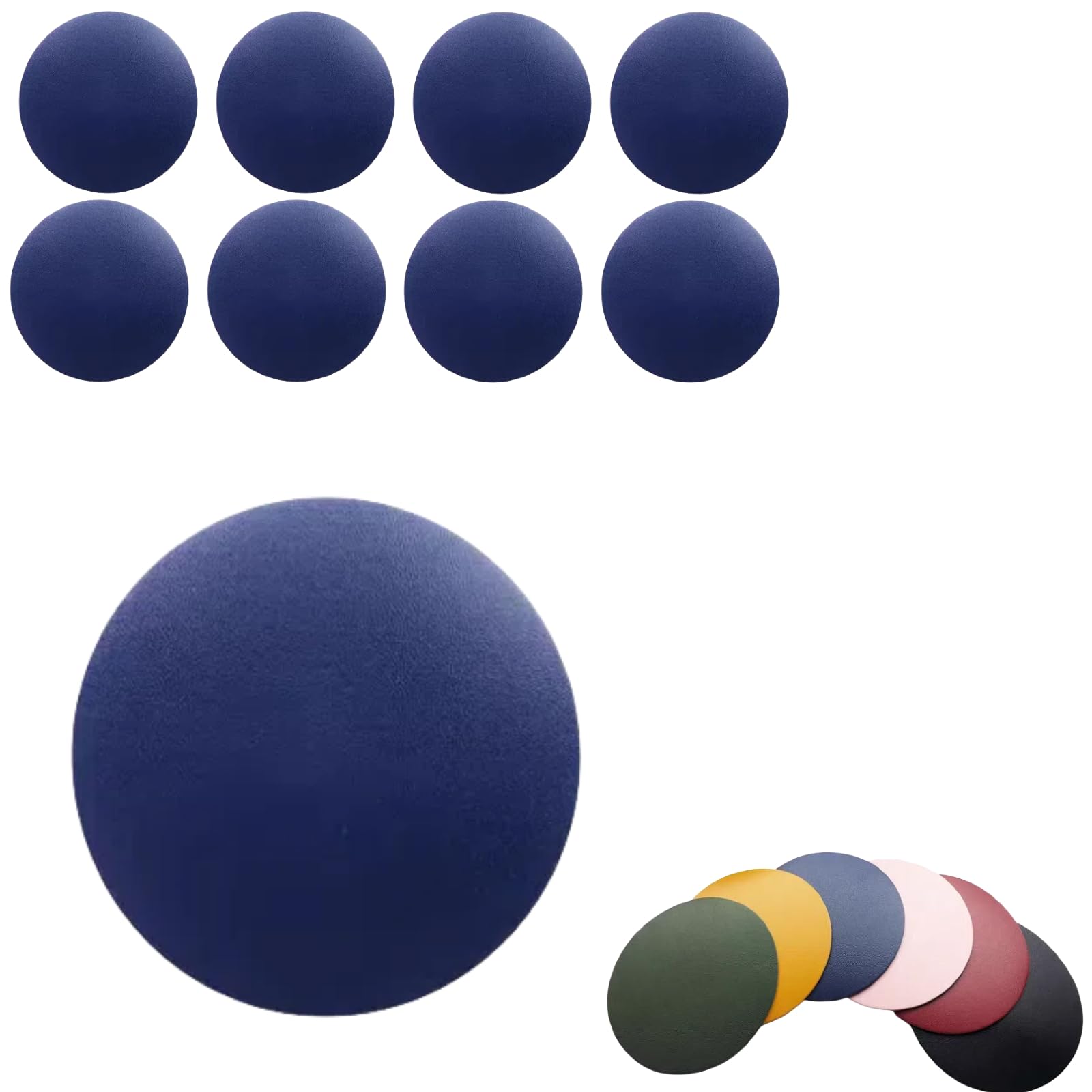 8pcs Blue Round Leather Drinking Coasters 10CM,PU Leather Cup Mats For Cafe,Bar