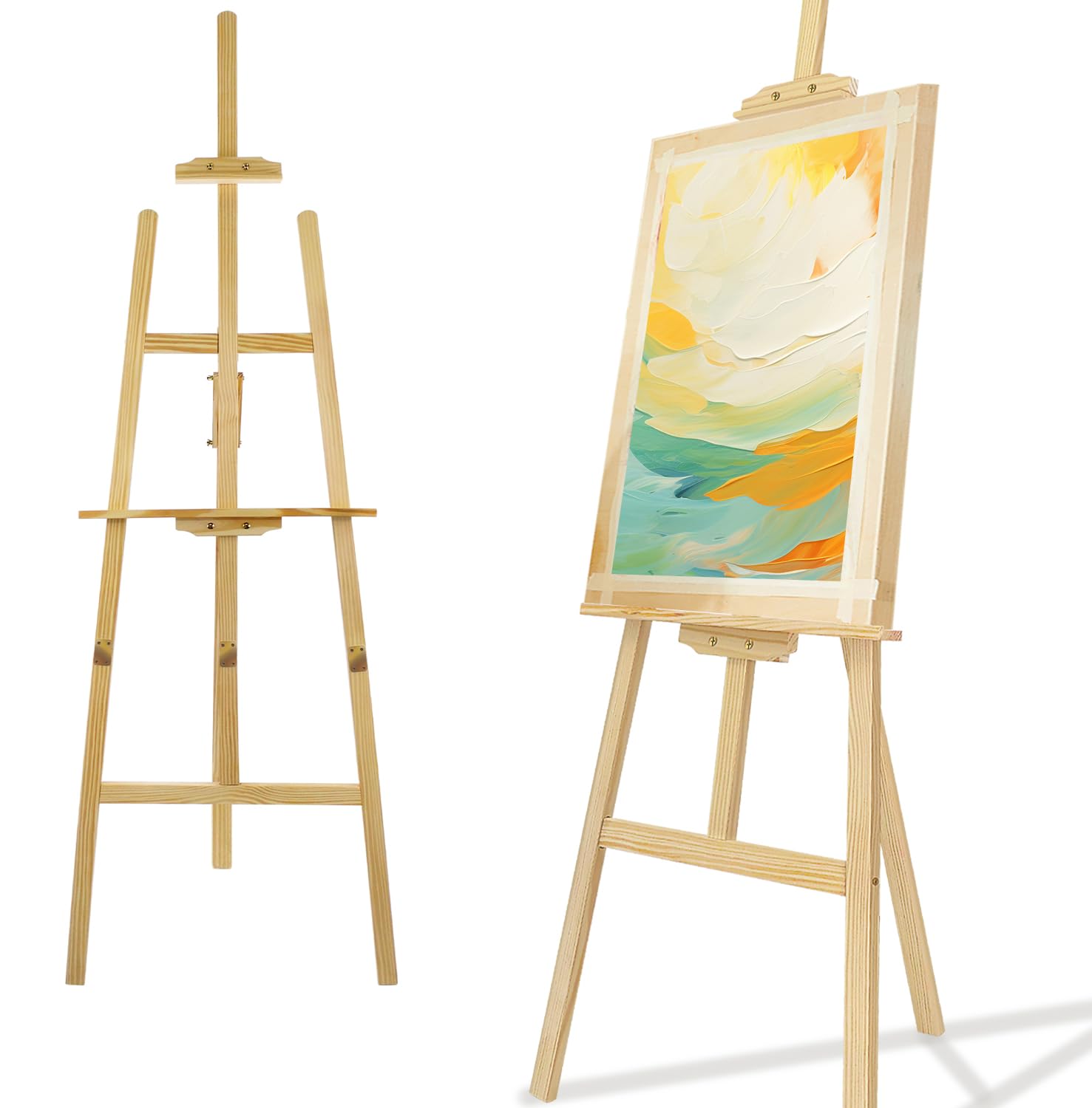 Chevalet en bois réglable de 150 cm pour toile jusqu'à 116 cm – Chevalet de terrain robuste pour adultes et enfants, idéal pour la peinture, le ding et les projets créatifs