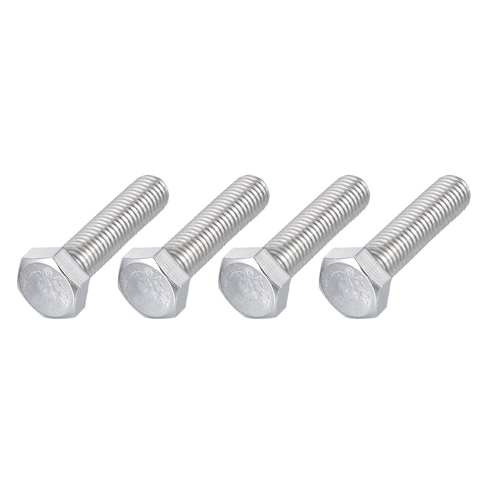 METALLIXITY Hex Bolts (M12-1.75x50mm) 4Pcs, 304 Stainless Steel Coarse Fully Threaded Hex Head Screw Bolt Machine Screws