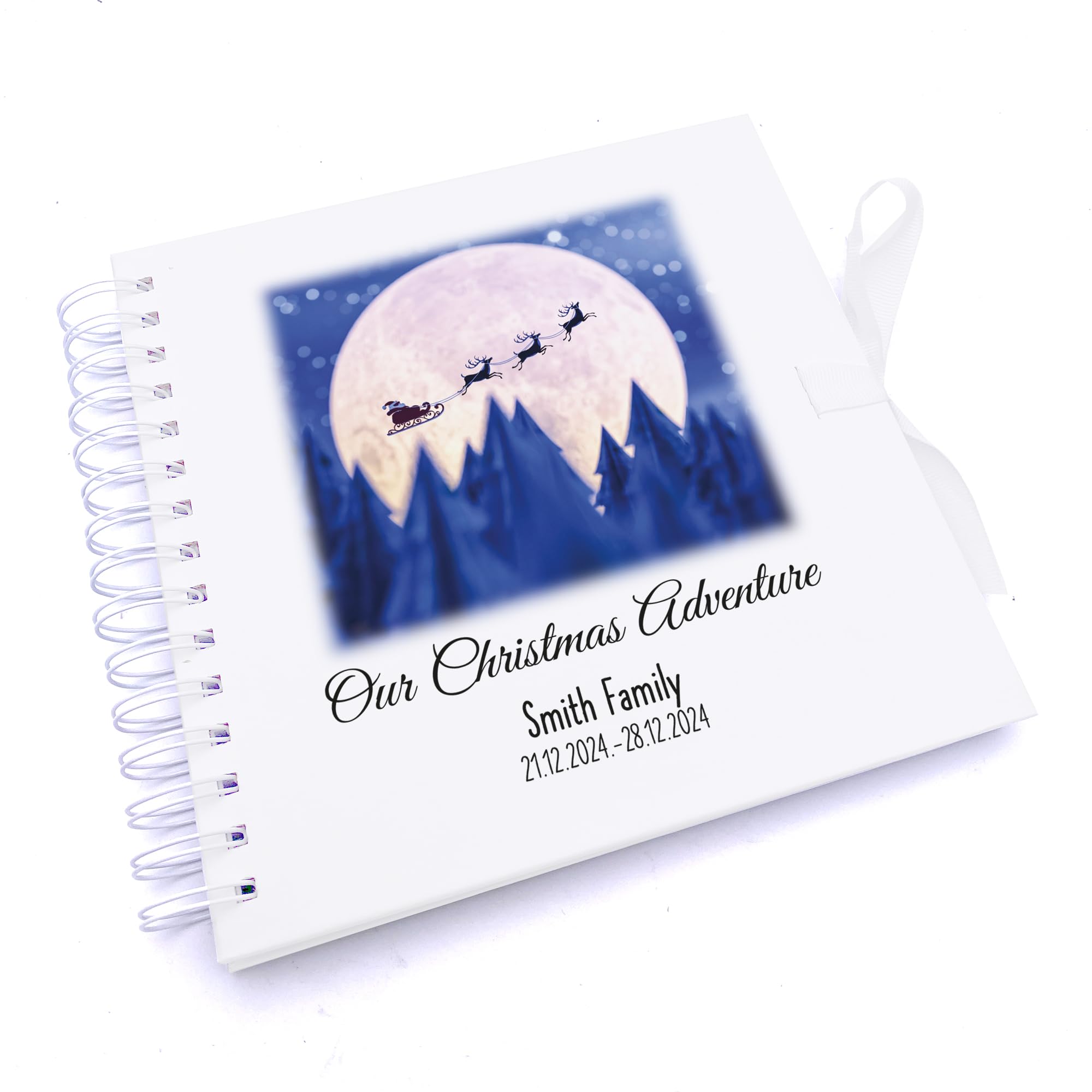Personalised Lapland Holiday Memory Scrapbook Journal Photo Albums (Santa Driving his sleigh, A4 Portrait)