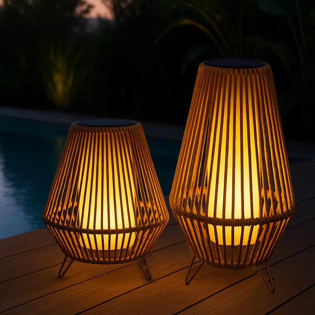 Linterna solar decorativa con base LED solar recargable LED blanco cálido SALOMEA SMALL H35cm