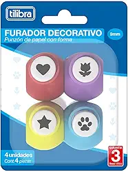 Tilibra - Furador Decorativo Sortido - 9mm - 4 Unidades