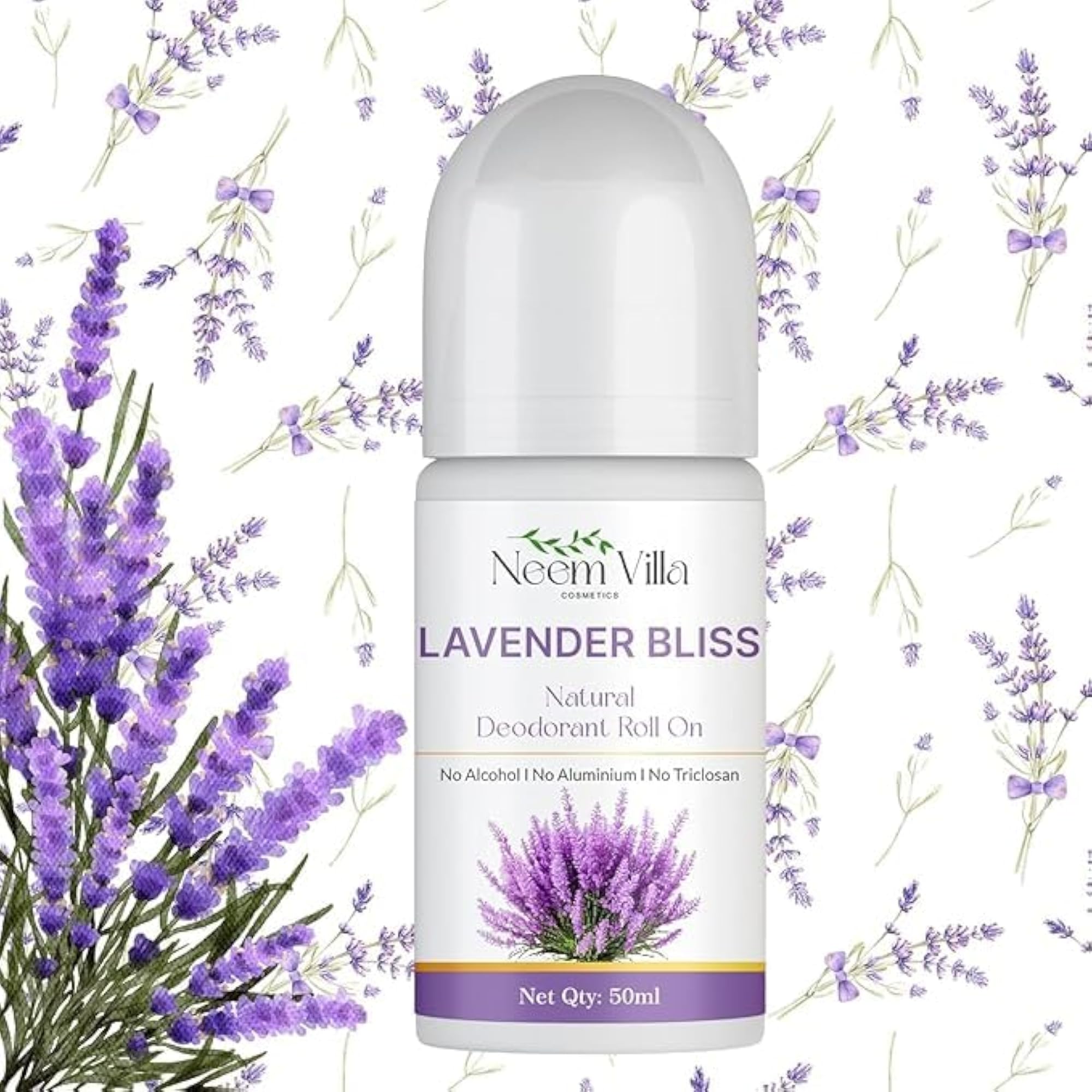 Lavender Bliss Natural Deodorant Roll-On, Alcohol-Free