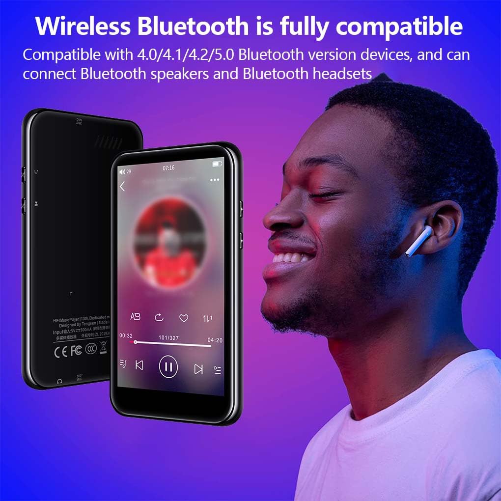 Screen da 4 Pollici Lettore MP5 Compatibile con Bluetooth 5.0 Lettori Musicali Ricaricabili multifunzionali Registratore Regalo di Compleanno
