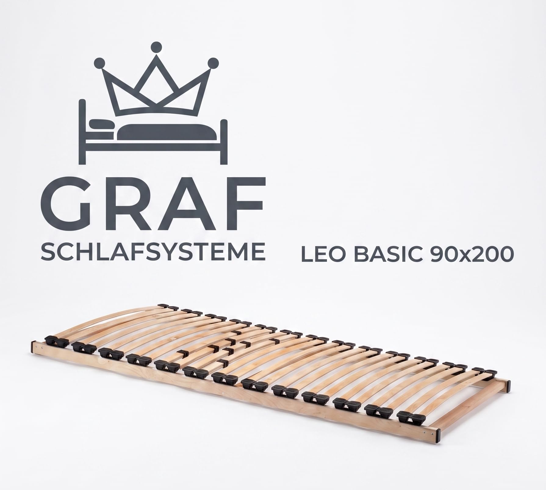 LEO BASIC Lattenrost 26 Leisten mit 8 Schieber 90x200 cm Buche/Birke