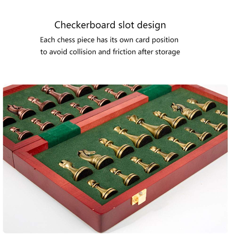 MYBA Schachspiel Schach Holz/Leder Schachspiel mit Schachfiguren, Klappspielbrett mit Aufbewahrung, Schach für Reisespiele Spielzeug Geschenk Geschenk (Color : B)