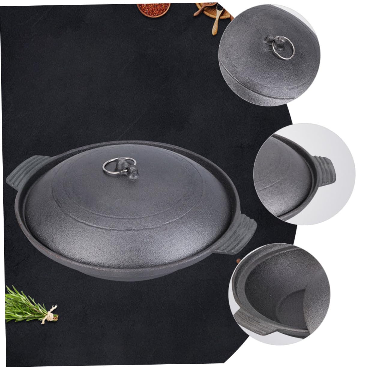 ERINGOGO Gusseisen Schmortopf Gelb Kreativer Claypot Topf für Huhn Reis Kochen Ergonomisch Wärmespeichernd Küchenhelfer Geschenkidee