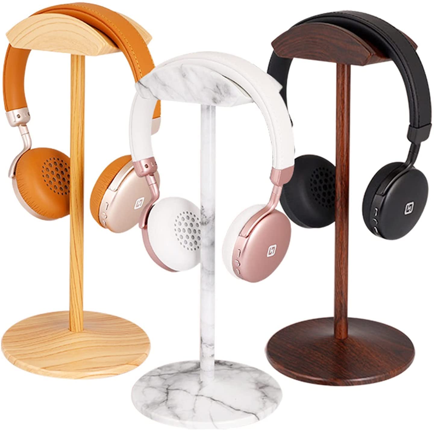 Support pour Casque Support Casque Support De Casque En Métal Créatif Support De Casque En Noyer Support De Stockage De Support De Casque Support D'écouteur Largement Compatible Support de Casque ( Bl
