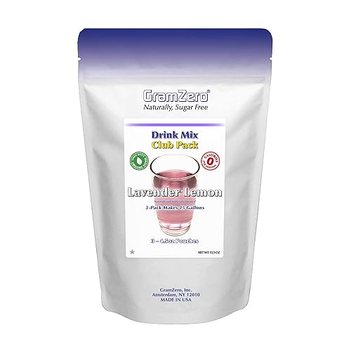 GramZero Mezcla de bebida sin azúcar de lavanda, limón y cero calorías, ideal para té cargado de club de nutrición, endulzado con stevia