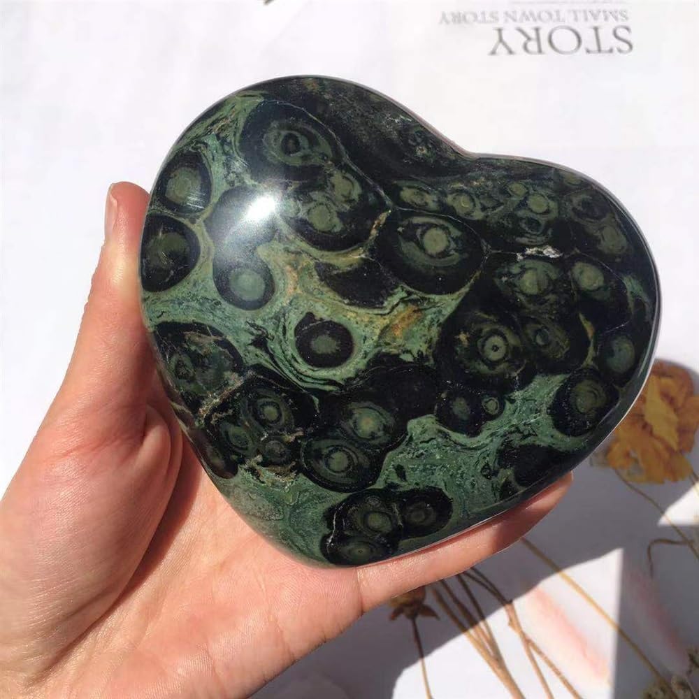 Green Kanba Sphere Quartz Crystal Heart-Shaped, Home furnishings, Decoration (Size : 200-250g)