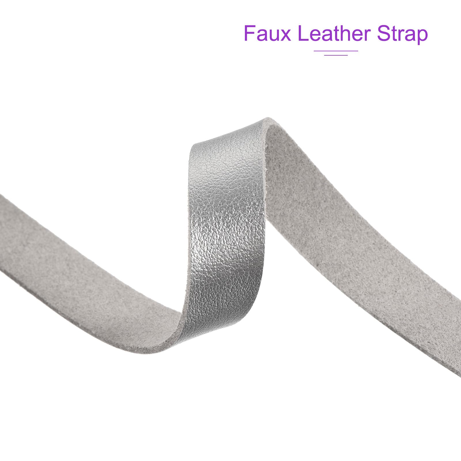 DMiotech Silver Faux Leather Strap 0.5 Inch Wide 78 Inch Long Flat Leather Belt Strip 1.3mm Thick Single Sided Cord for Arts Craft DIY Traction Ropes - Image 4