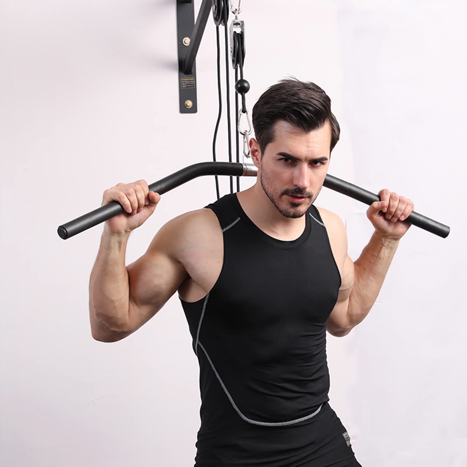 TIM-LI Fitness LAT Pull Down Bar, Gym Pulley Cable Machine Attachment/Trizeps-Rücken-Krafttraining für Das Fitnessstudio - Cable Machine Attachment Set