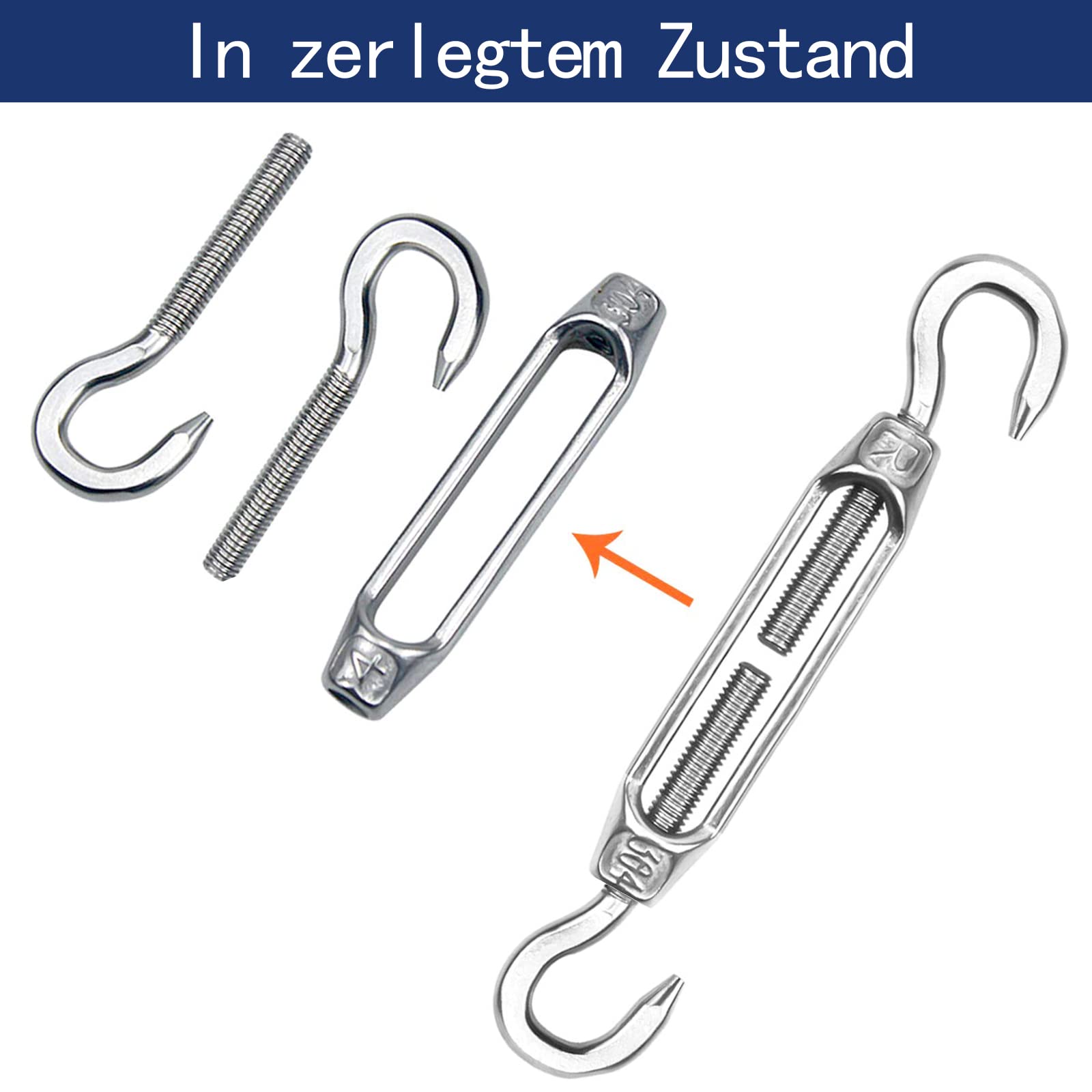 Fil A Linge Lot De 5 Tendeurs De Câble En Acier Inoxydable - Réglables Pour Corde à Linge, Auvent Ou Chaîne (12-17 Cm) Tendeur Toile Ombrage