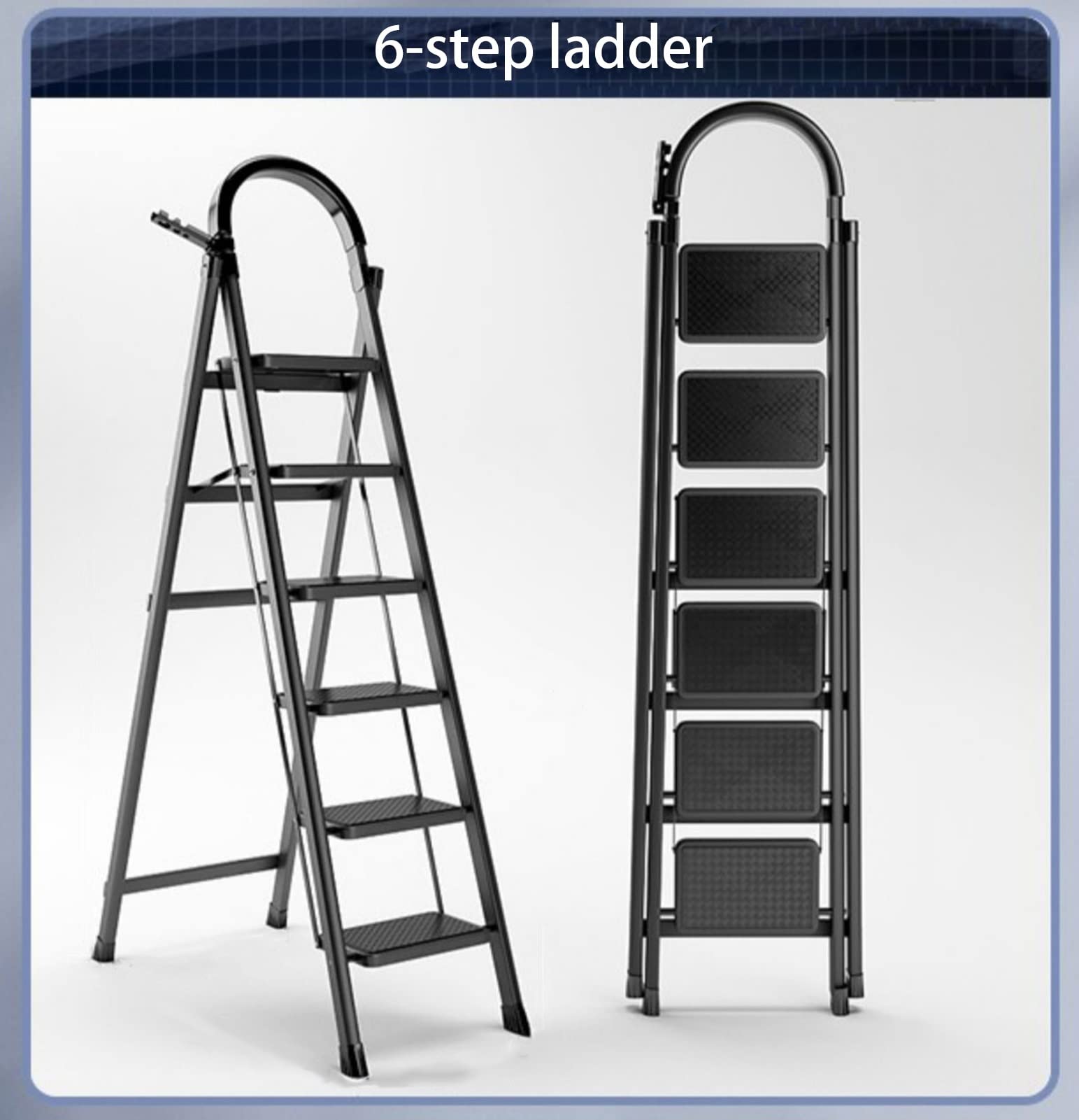 Escalera Plegable De 6 Peldaños - Acero Resistente, Peldaños Antideslizantes Anchos, Soporta 150 Kg, Ideal Para Cocina Y Hogar