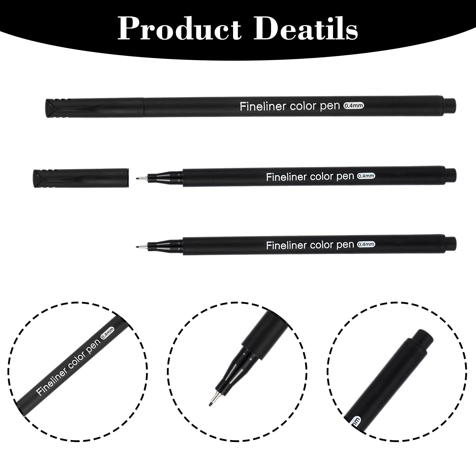 Black Fineliner Pens 18PCS 0.4mm Fine Tip Pens Smooth Drawing Quick Dry Black Ink Pens for for Journaling and Sketching Cute Aesthetic Journal Planner Fineliner Pens for Office School & Home Supplies - Image 3