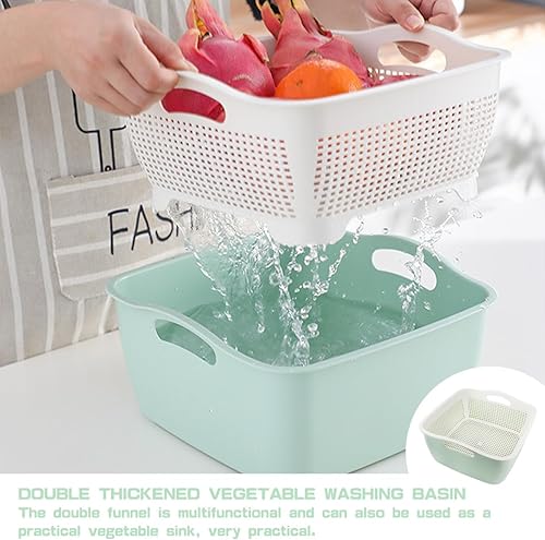 Miniatura 4 de LNQ LUNIQI Cesta de drenaje de doble capa, cesta de plástico para lavar frutas, verduras, cesta de almacenamiento de alimentos, fregadero apilable
