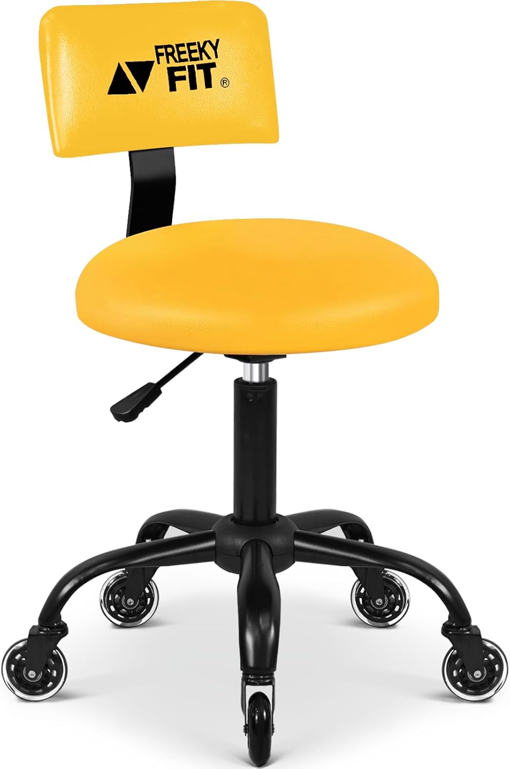 Rolling Shop Stool with Wheels,Mechanic Garage Stool Chair with Adjustable Height 15.55"-18.3",Heavy Duty Swivel Roller Seat for Garage,Salon and Tattoo Beauty, Yellow Adjustable Yellow