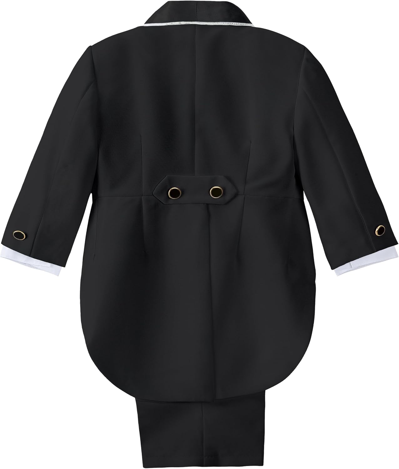 Dressy Daisy Baby Boy Classic Tuxedo Suit 5 Pcs Set Formal Dress Wear Wedding Outfit with Gold Jacquard Vest, Black/White - Image 2