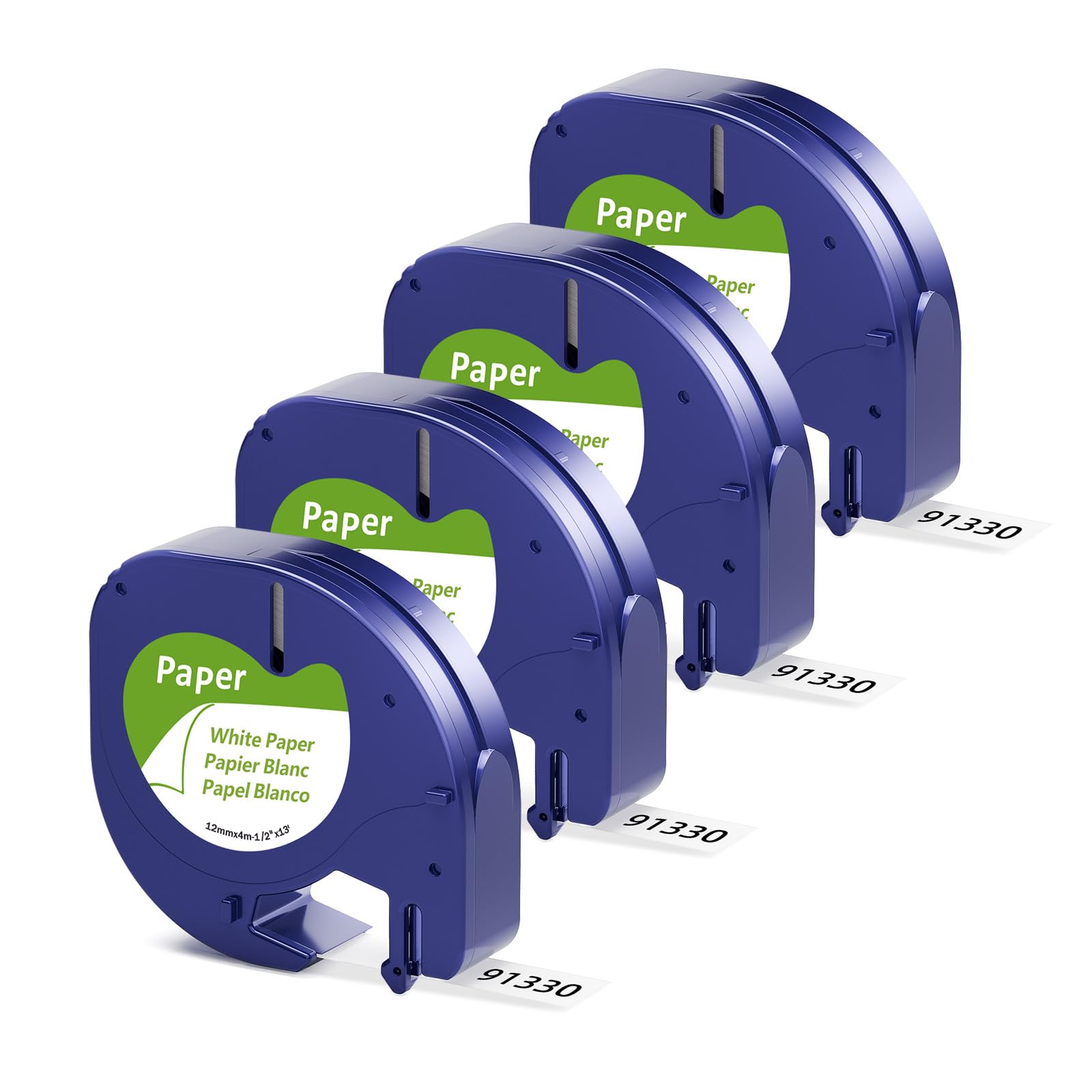 Pillex Compatible for Dymo LetraTag Refills 91330 White Paper Label Tape 12mm x 4m (1/2 Inch x 13 Feet) for DYMO LetraTag 100H Plus 200B LT-100H LT-