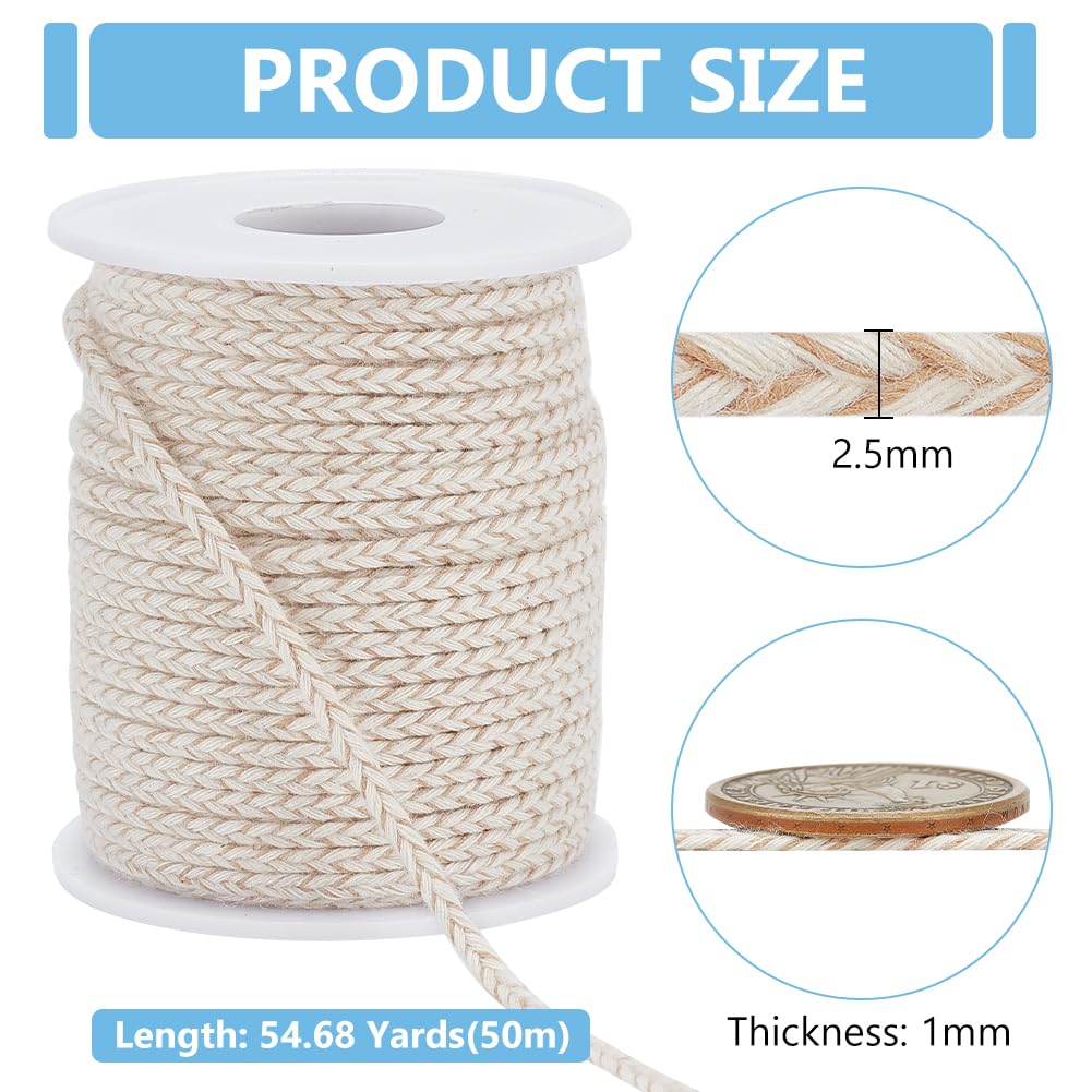 BENECREAT 54.68 Yards Round Oil Lamp Wicks, 2.5mm Cotton Replacement Wick Candle Making Wicks for Kerosene Alcohol Lamp Lantern Candle Burner Stove Lighting and Decoration