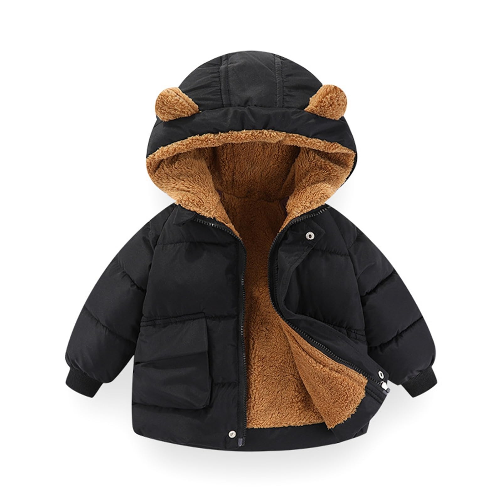 Générique Giacca trapuntata per ragazzo, Cappotto con cappuccio foderato in pile per l'inverno, abbigliamento caldo per scuola e gioco, look sportivo da ragazza 4-12 anni, senza coulisse