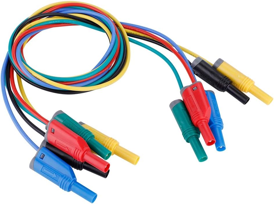 CHICIRIS 5pcs Silicone Coated Banana Plug Cable for Multimeter Test Probe, Stack Test Lead 14AWG for Electrical Equipment
