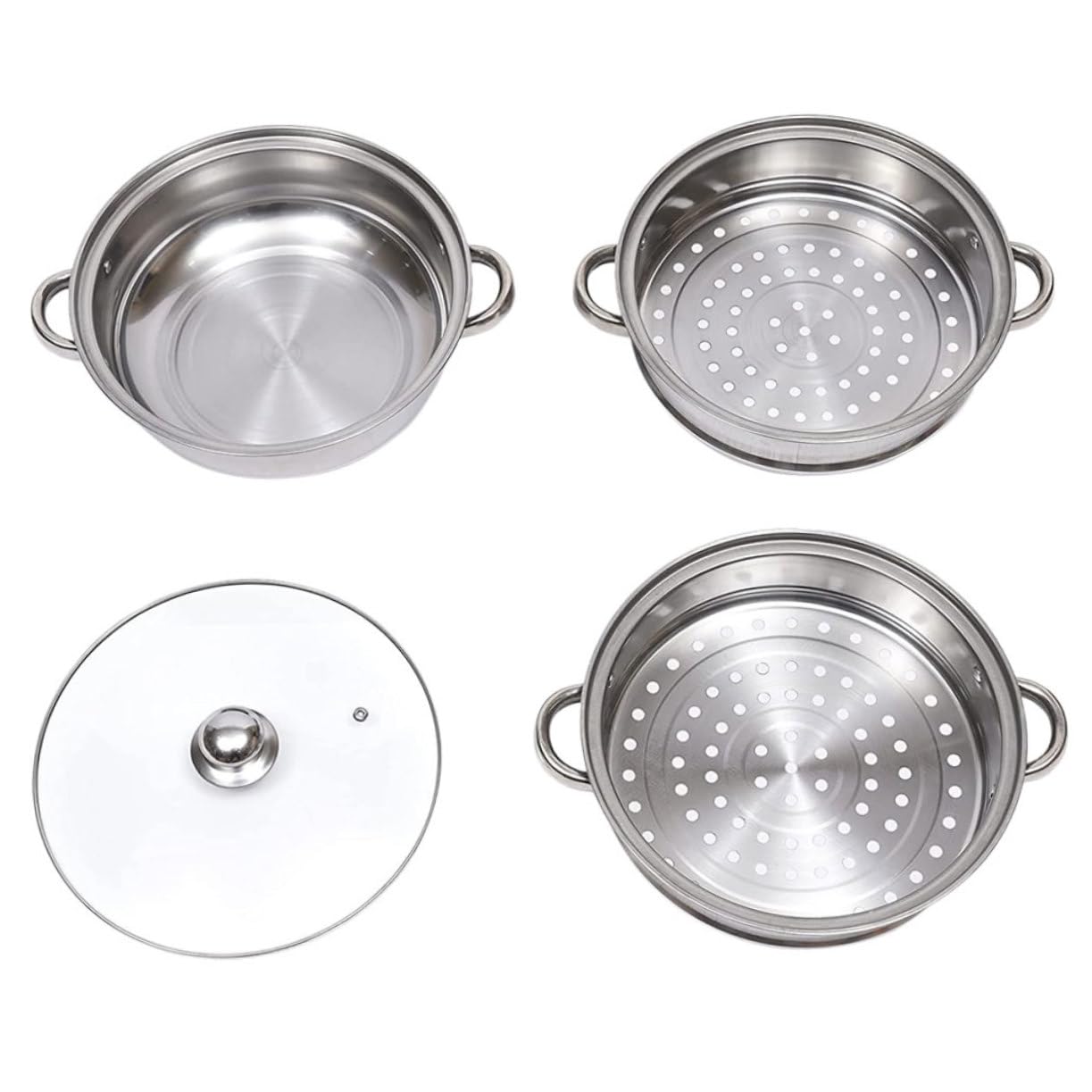 Vaporera de Cocina de Acero Inoxidable 28cm de 3 Niveles para Cocinar