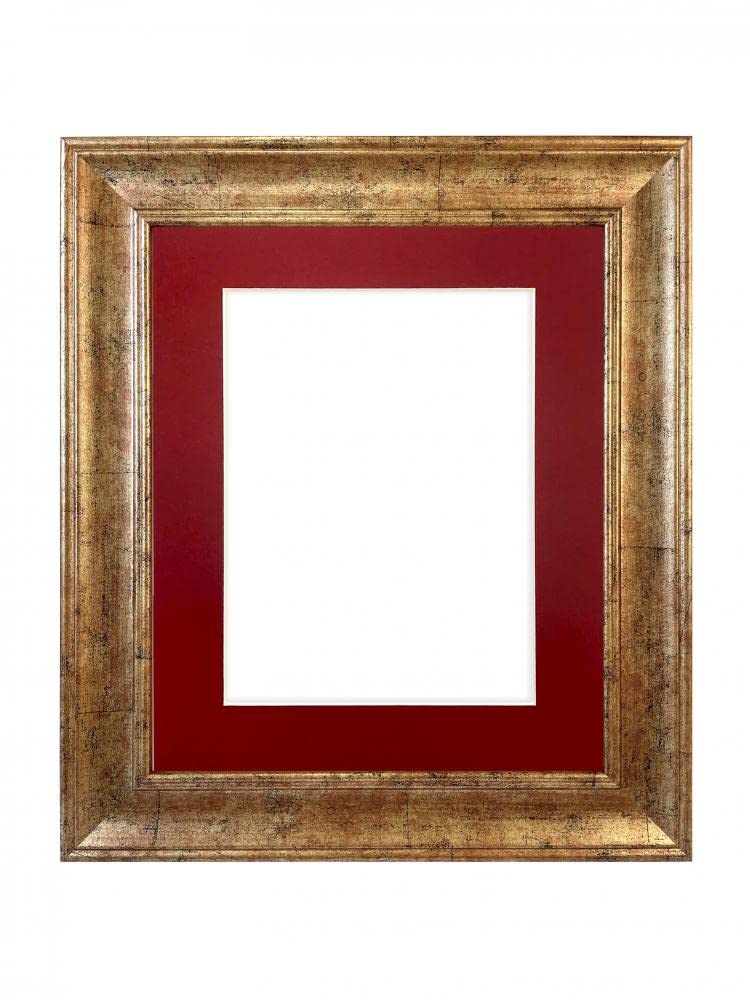 Frames By Post Gold Red Mount Scandi Antique Gold Picture Photo Frame With Red Mount A1 Image Size A2 Plastic Glass