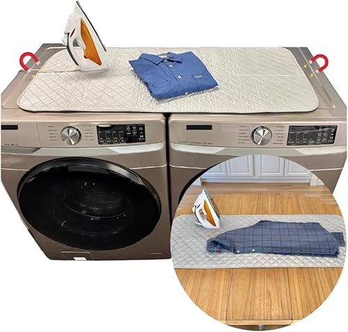 Evelots Alfombrilla de planchar para la parte superior de la lavadora, secadora, mesa, reemplazo de tabla de hierro portátil, 8 imanes fuertes,