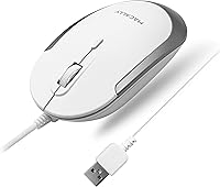 Vista 8 de Macally Ratón de computadora con cable, mouse USB silencioso - USB delgado y compacto para Apple Mac o Windows PC portátil/escritorio - Diseñado