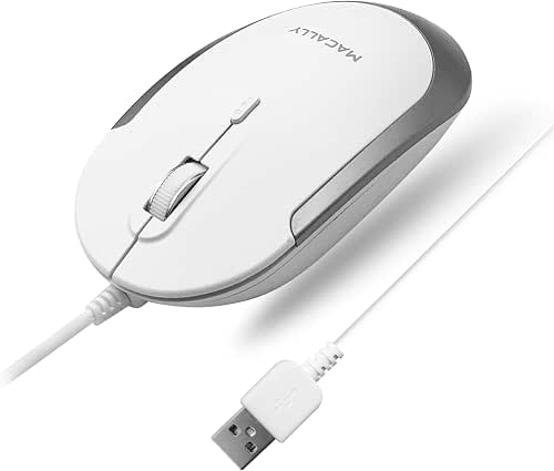 Macally Silent Wired Mouse - Slim & Compact USB Mouse