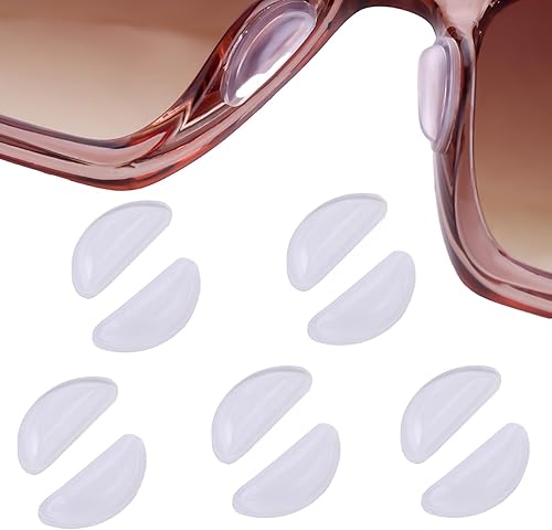 5 pares de almohadillas de nariz para lentes, 0.138 pulgadas de grosor, adhesivas, antideslizantes, con bolsa de aire, almohadillas de silicona para