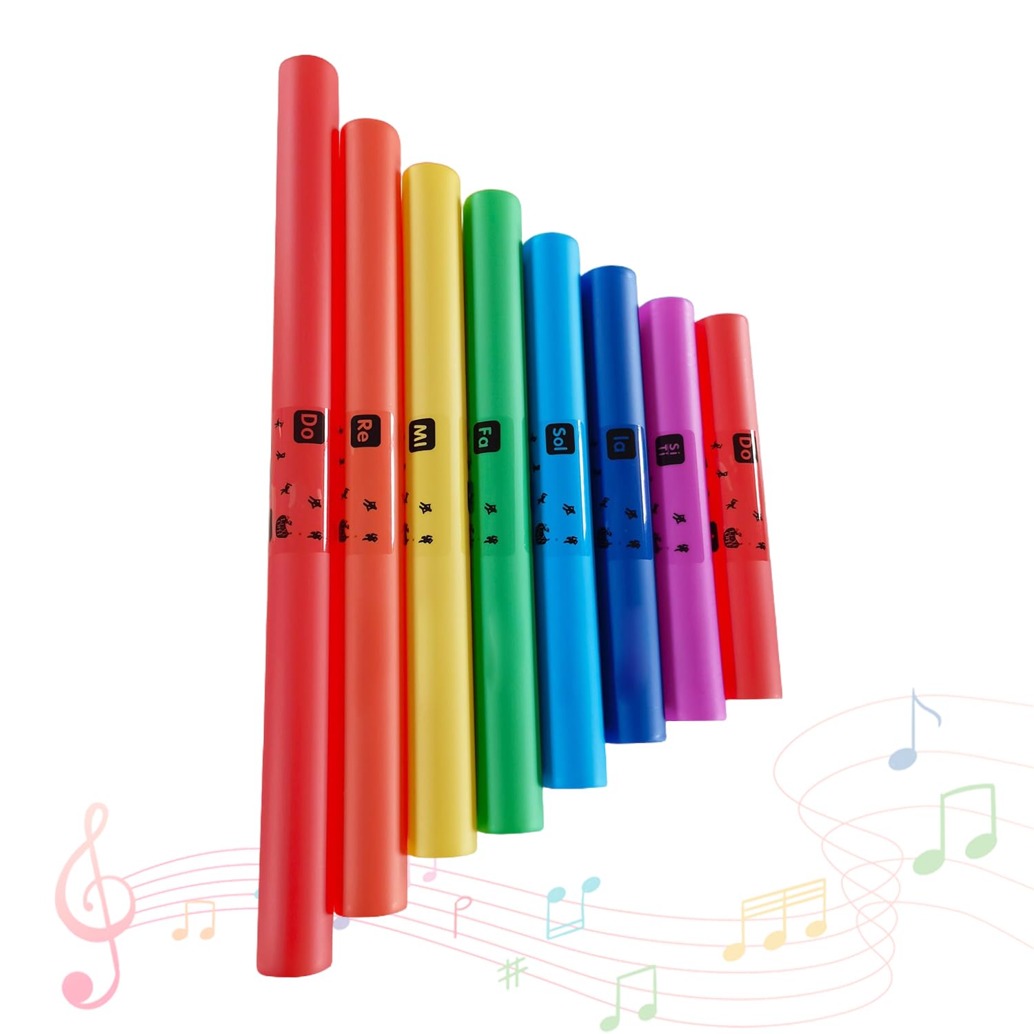 Ensemble de 8 Tubes de Percussion Musicale avec Capuchons de Percussion, Instruments de Musique, Kit de Tubes Sonores Musicaux pour Parc, École, Famille Performances Collectives (Sans Corde)