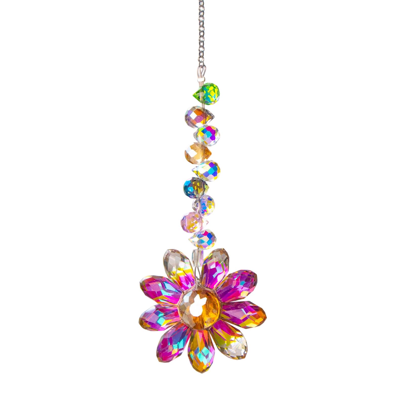 Jazuaiao Crystal Suncatchers, Window Sunflowers Hanging Sun Catchers Outdoor Indoor Decors Mom Gift Home Decors Crystal for Window Hanging