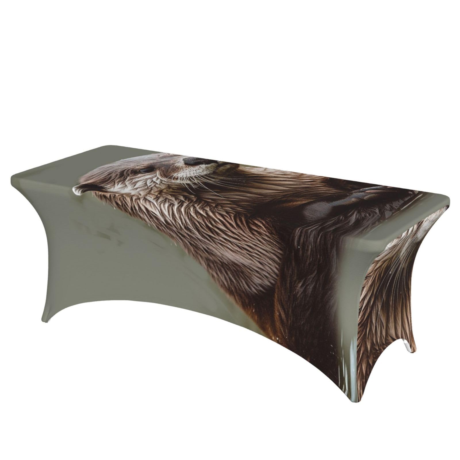 Nappe rectangulaire 1,8m en élasthanne extensible motif loutre