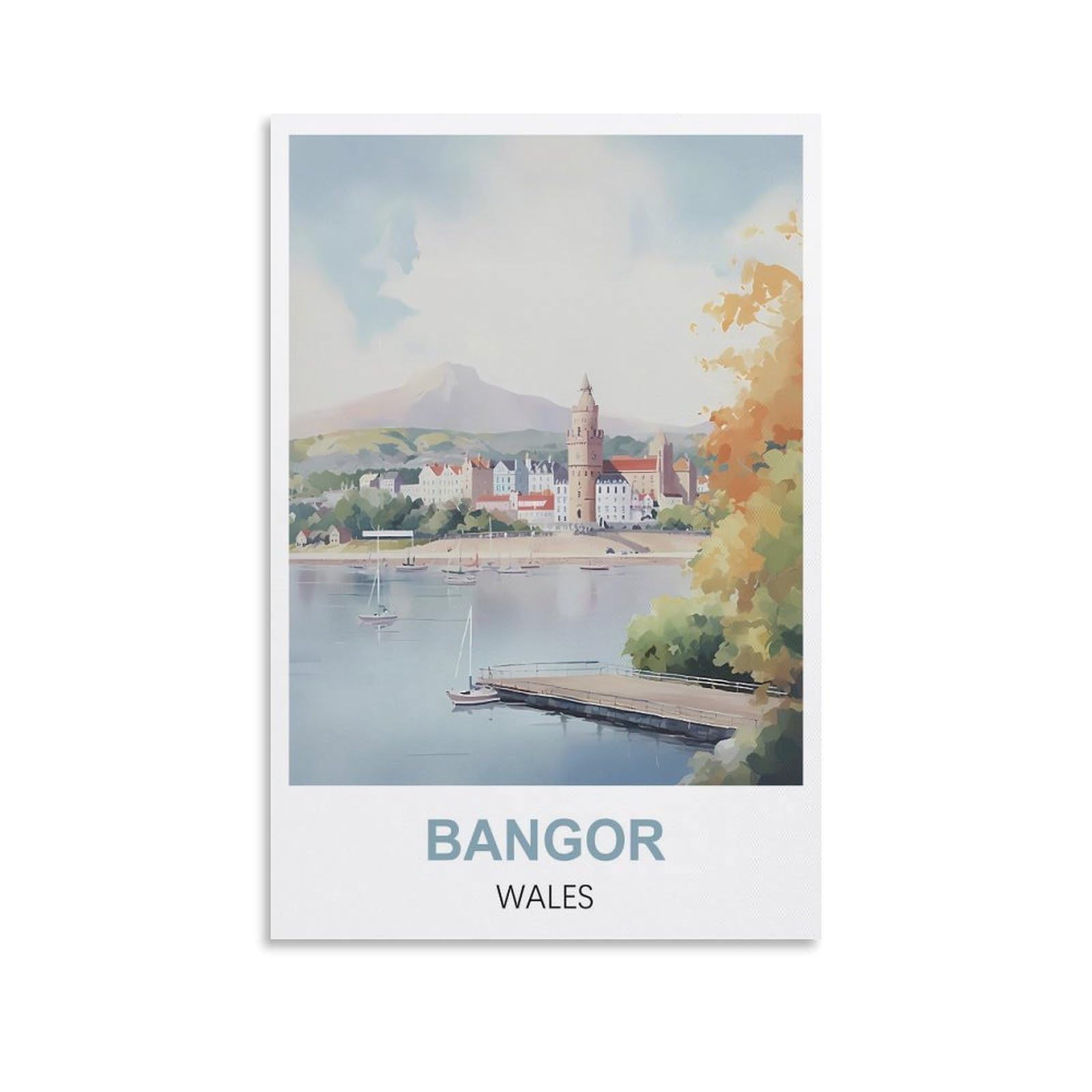 JYICUNCHO Bangor Wales Vintage Travel Posters 08x12inch(20x30cm) Canvas Prints Wall Art Paintings Pictures