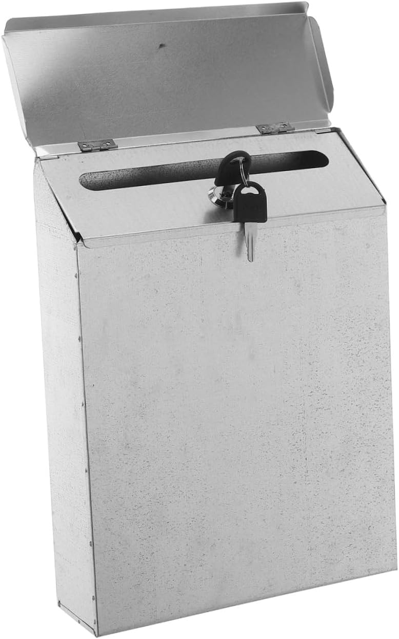 Veemoon Wall Mount Donation Box with Lock for Secure Charity Collection and Storage Rustic Design for Outdoor Use Offices and Apartments