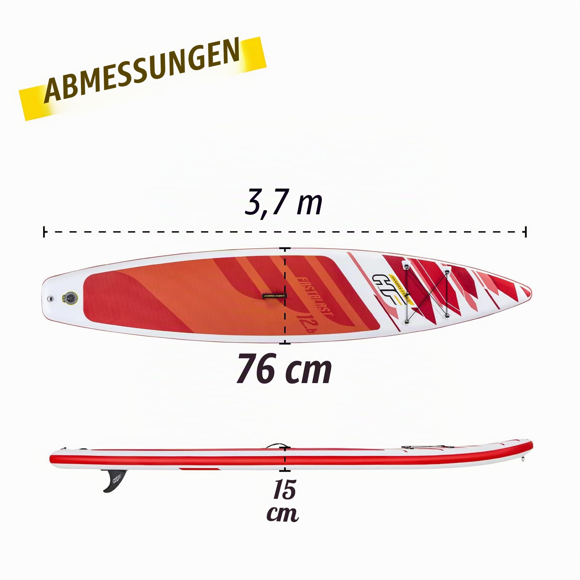 Bestway Hydro-Force SUP, Fastblast Tech Set Stand Up Paddle Board mit Handpumpe und Reisetasche, 3,6 m