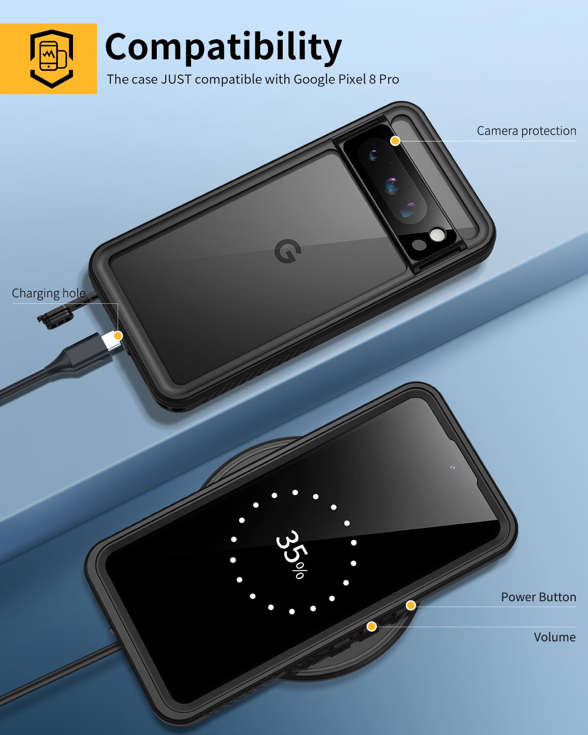 Waterproof Pixel Black Case Underwater Waterproof Case For Google