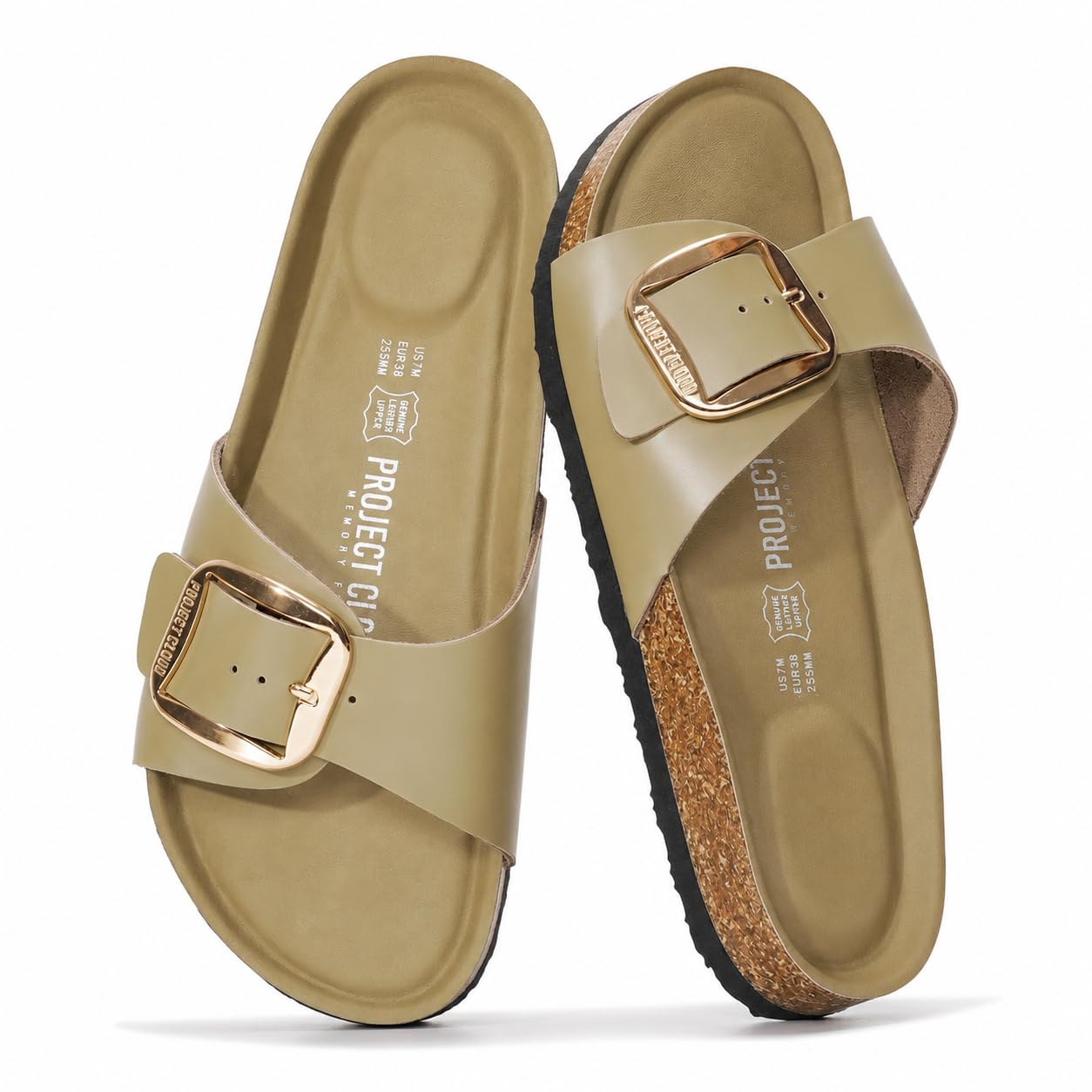 Project Cloud 100% Genuine Leather Sandals Women Comfortable Womens Slides | Slides for Women Beach Essential Lightweight Footwear with Memory Foam Insole Everyday Summer Sandals for Women