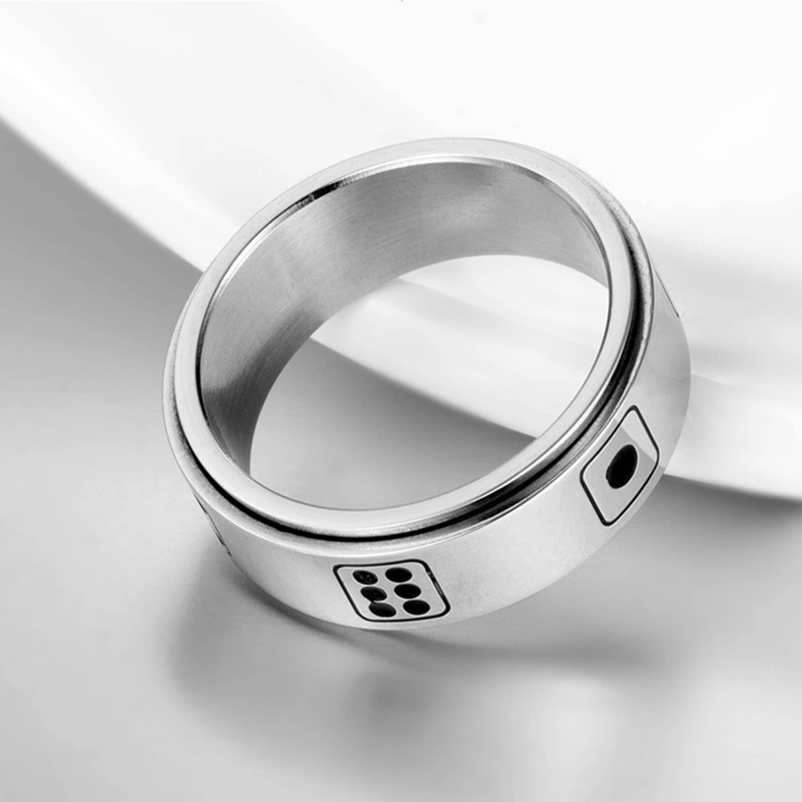 JewelryWe Pierścionek spinningowy ze stali nierdzewnej, pierścionek z kartą do gry, Pik Ass Poker, pierścionek antystresowy dla kobiet i mężczyzn, pierścionek zaręczynowy
