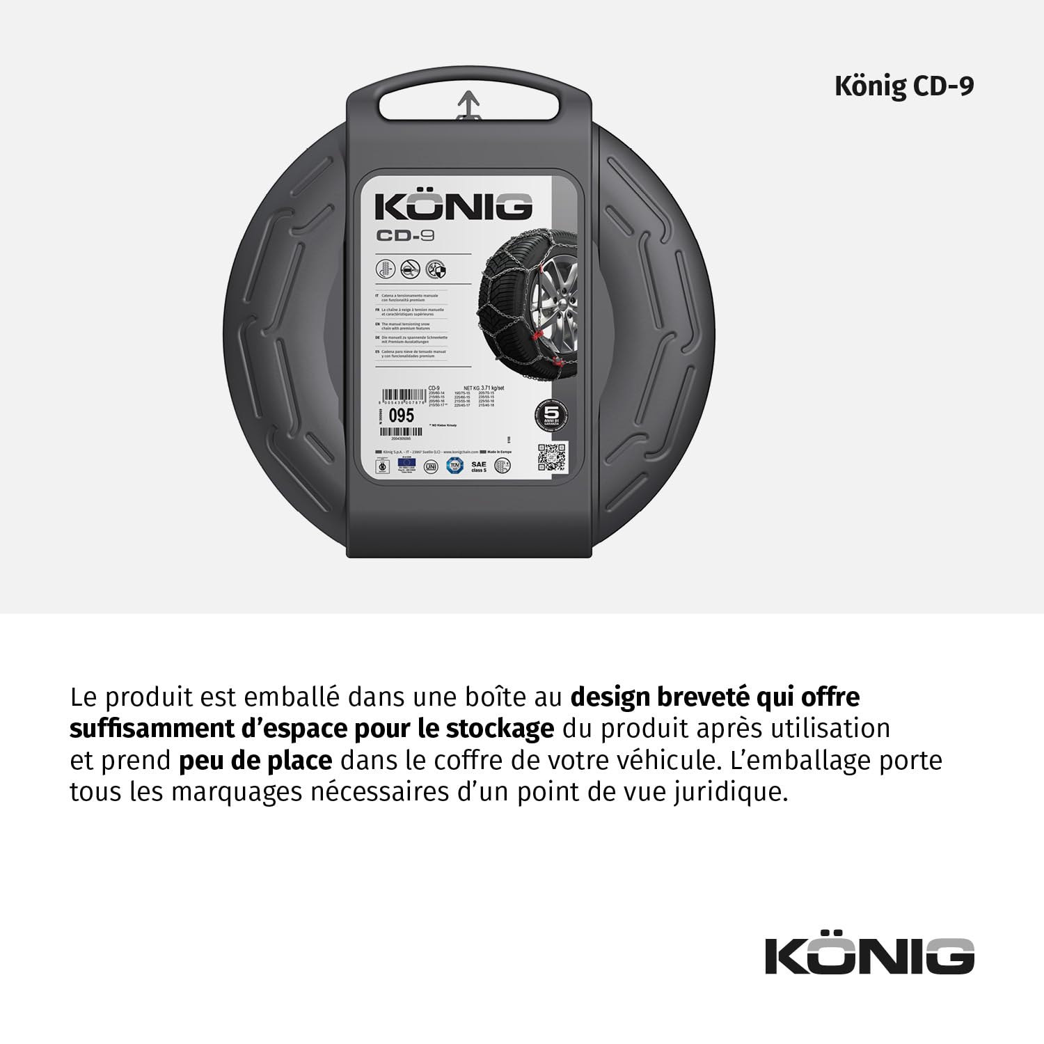 KÖNIG CD-9 104 - Chaînes à Neige, Set de 2