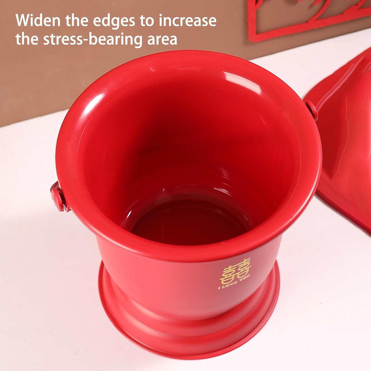Chamber Pots for Women with Lid Spittoon Bottle Night Urine Jug Bedpan Thick with Handle Portable Urine Bucket Wedding for Home Bride (Color : Red B)