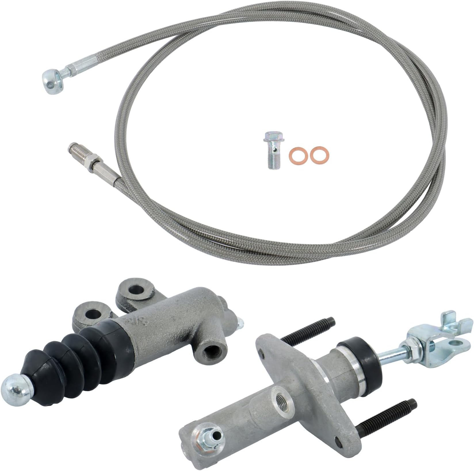 WFLNHB Master and Slave Cylinder and Stainless Clutch Line Kit MC238 SC646 Replacement for Honda Civic 1992-2000