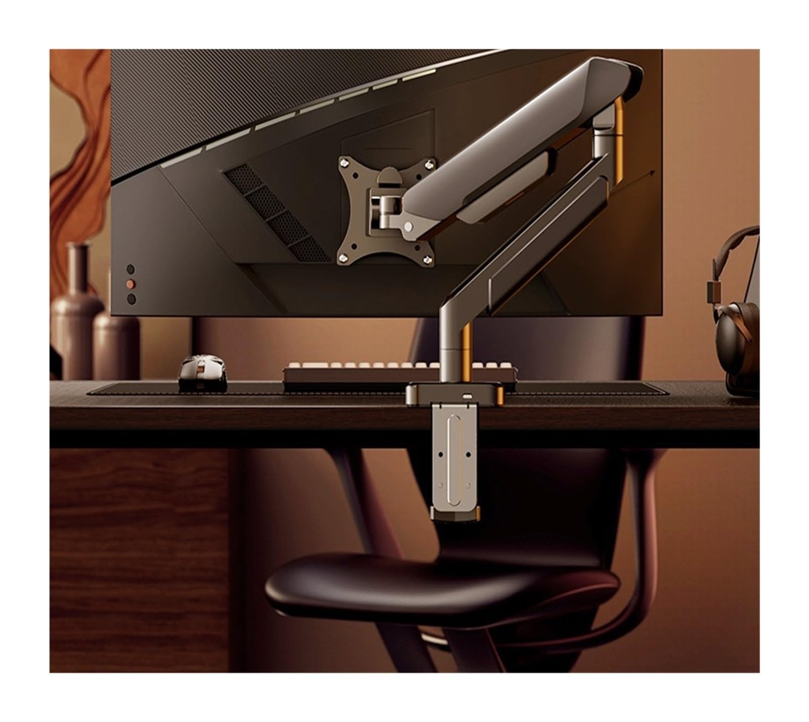 Supporto da scrivania regolabile universale for monitor singolo | La staffa robusta si adatta a schermi fino a 32 pollici e supporta un peso massimo dello schermo di 19,8 libbre(Black)
