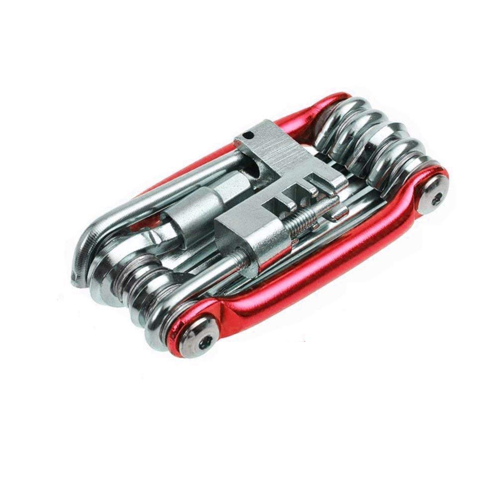 Frackson Carbon Steel 11 In 1 Cycle Tool Kit Multi Purpose Mountain Bike Bicycle Repair Tool Kit Allen Key Spoke Wrench (Red)-picture-23
